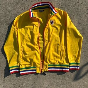 Rare 46664 Nelson Mandela Yellow Track Jacket Full Zip Multicolor Trim XL